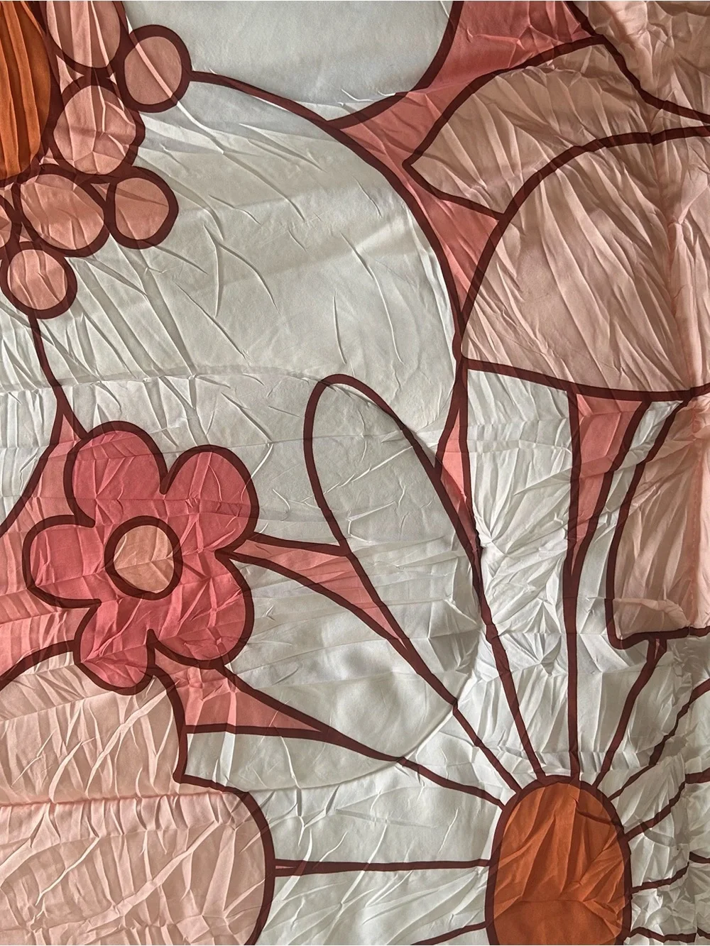 Retro Floral Microfiber Queen Size Comforter Set - Coral and Peach